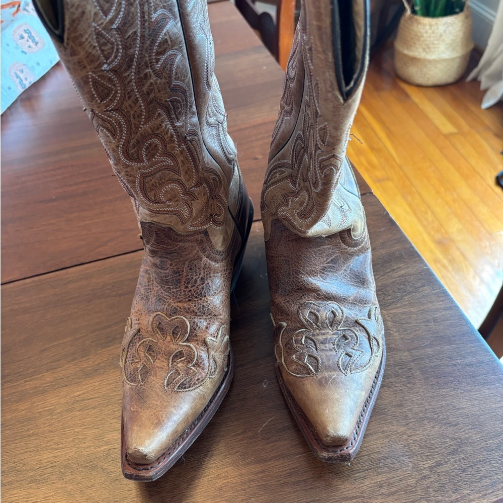 Justin Tan Leather Cowboy Boots - Picture 2 of 3
